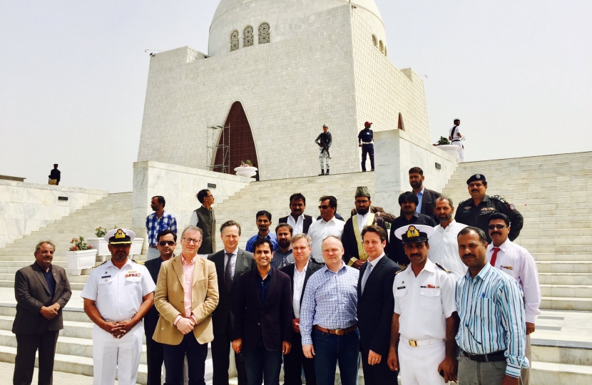 Nigel and the parliamentary delegation outside Mazar-e-Quaid