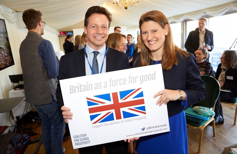 Nigel Huddleston MP with Coalition for Global Prosperity CEO Theo Clarke at its Tackling Plastic Pollution event