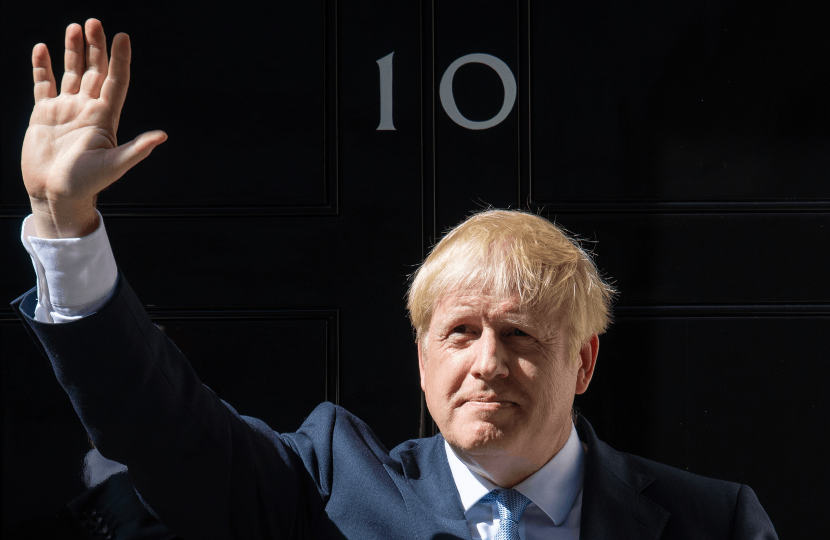 Boris Johnson in front of Number 10