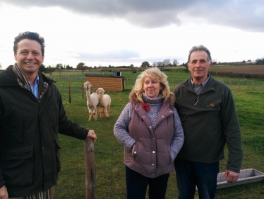 Nigel with Jim and Mandy Howell, and their llamas